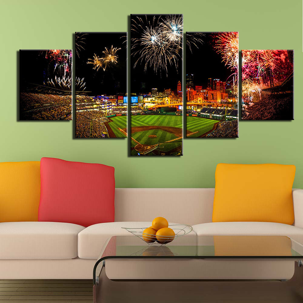 Baseball Sports Canvas Wall Art 5Pcs Yankee Stadium Fireworks Pictures Prints Poster for Bedroom Home Wall Decor Canvas Painting | Canvas For Good - Affordable Wall Art